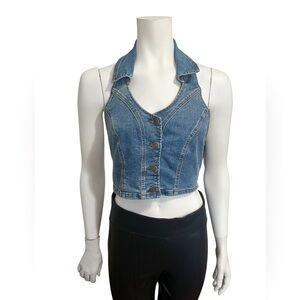 Fashion Nova Denim Blue Women's Halter Top Size Small
